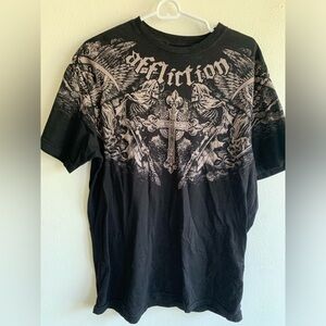 Men’s Affliction Tee Tshirt L Black Skeletons